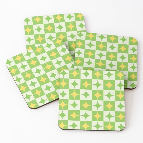 Item preview, Checkered Retro Starbursts in Yellow and Green designed and sold by Yasminepatterns .