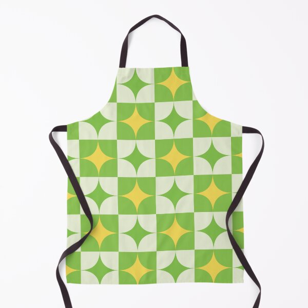 Item preview, Checkered Retro Starbursts in Yellow and Green designed and sold by Yasminepatterns .