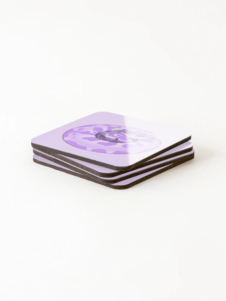 Thumbnail 4 of 5, Coasters (Set of 4), Silly Derpy Purple Ball Python designed and sold by RoeHasArt.