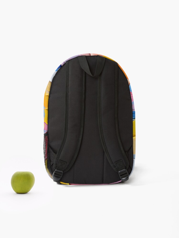 Thumbnail 2 of 3, Backpack, Rainbow Colorful Abstract Paint Pattern designed and sold by trajeado14.