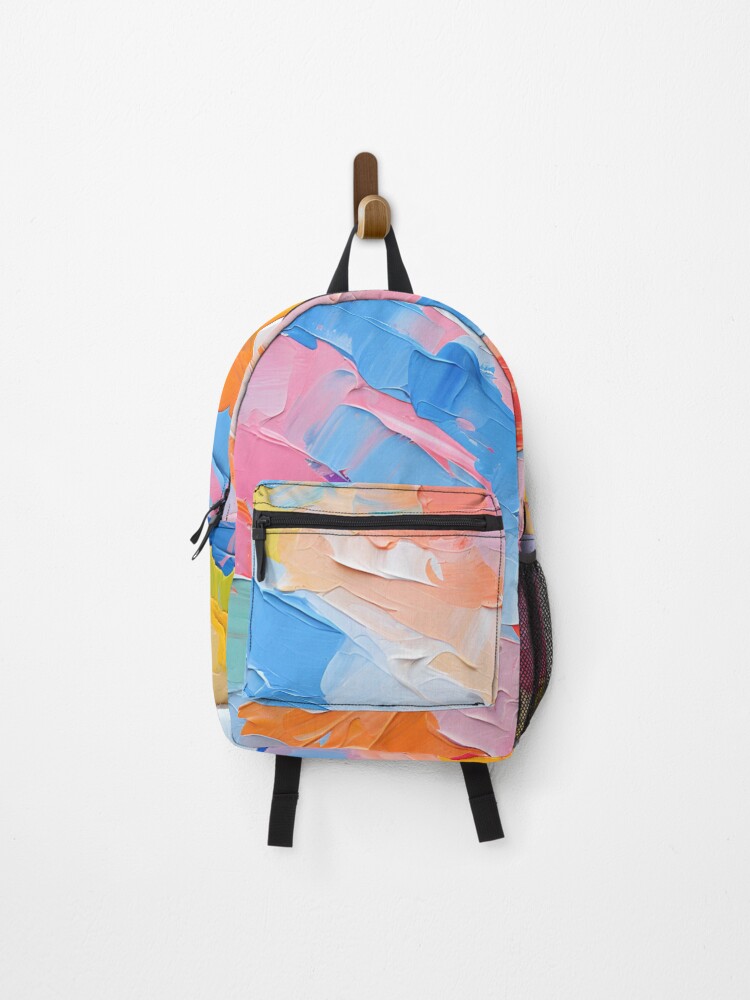 Thumbnail 1 of 3, Backpack, Rainbow Colorful Abstract Paint Pattern designed and sold by trajeado14.
