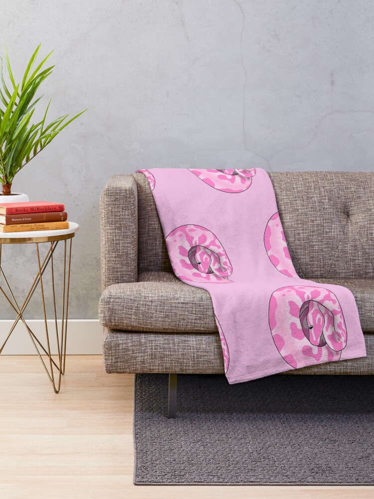 Thumbnail 2 of 6, Throw Blanket, Silly Derpy Pink Ball Python designed and sold by RoeHasArt.