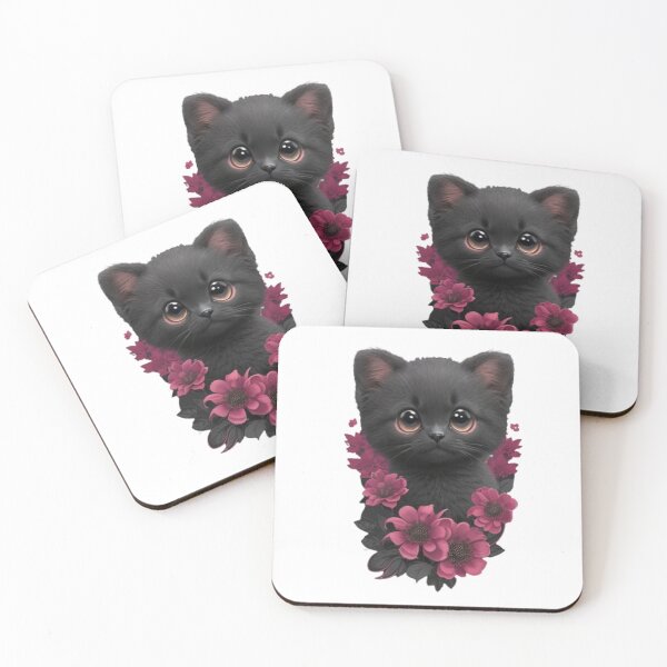 Item preview, cute cat with roses designed and sold by MethukaT.