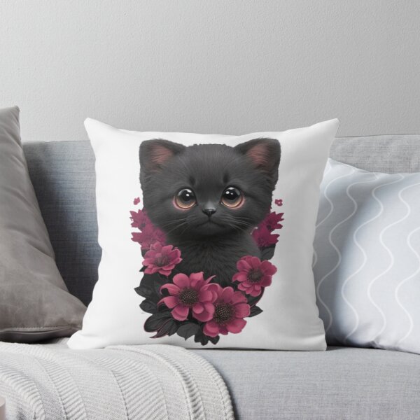 Item preview, cute cat with roses designed and sold by MethukaT.