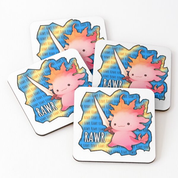 Item preview, Rawr Rogue Axolotl Sword Sticker Design With Blue Yellow Background by ZeesDesign designed and sold by ZEESDESIGN.