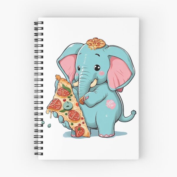Item preview, Lindo elefante comiendo pizza designed and sold by ImagineCorner.