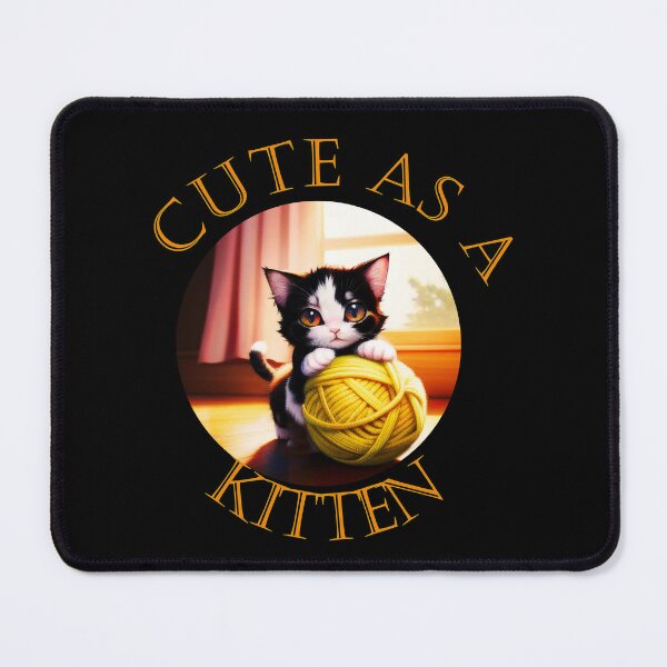Item preview, Whiskers & Weave: Monochrome Kitten Dancing with a Sunny Yarn designed and sold by mrtom414.