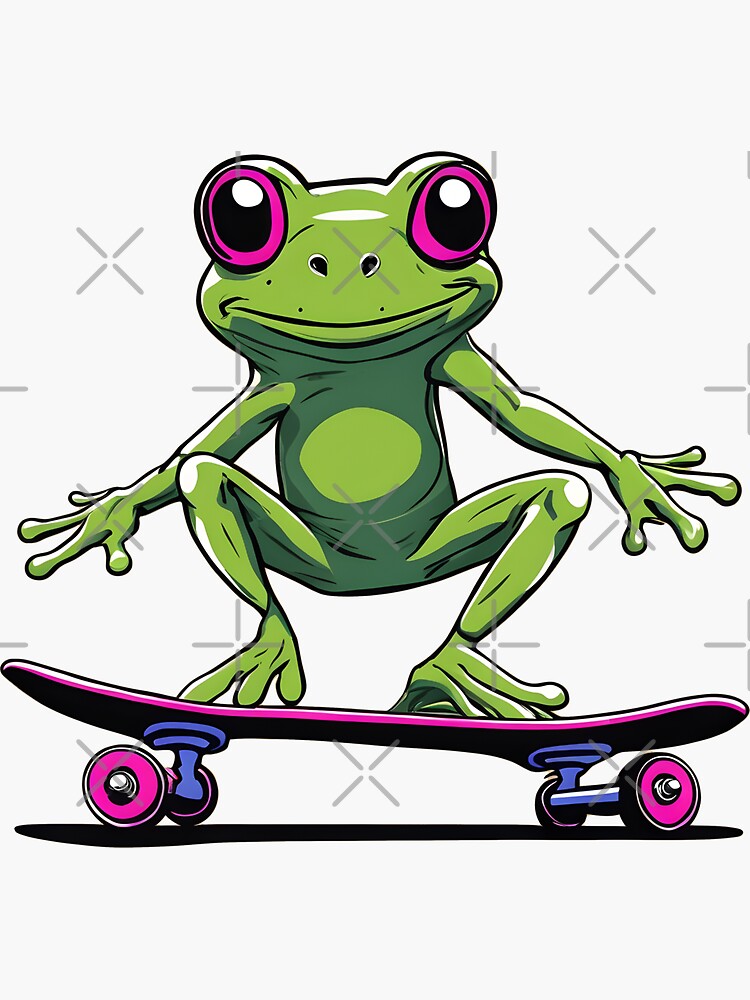 Skateboarding Frog' Sticker