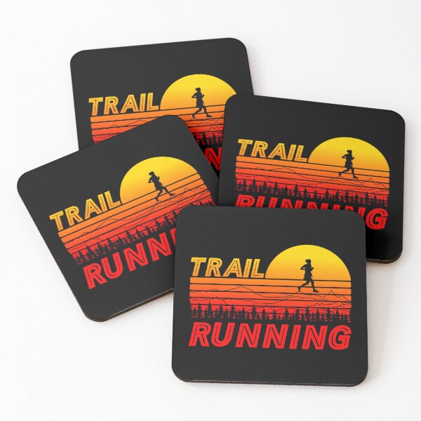 Item preview, Trail running in orange sunset with mountains and forest designed and sold by wejollydigitals.