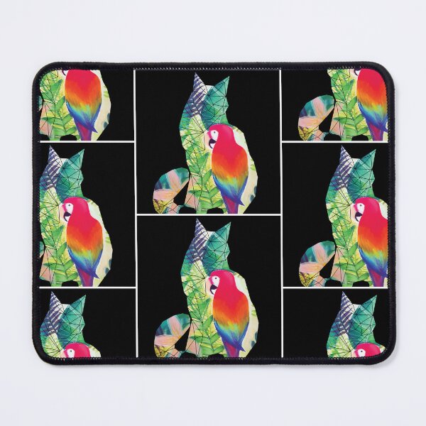 Item preview, Maine Coon cat colorful pastel jungle foliage parrot designed and sold by CarolineSaldana.