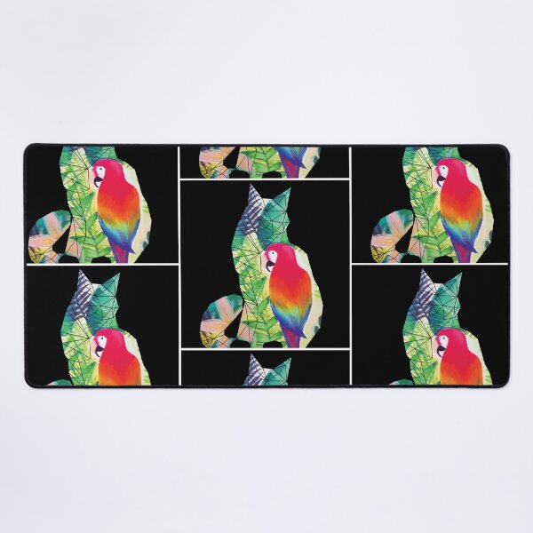 Item preview, Maine Coon cat colorful pastel jungle foliage parrot designed and sold by CarolineSaldana.