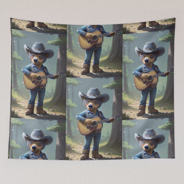 Item preview, a cool bear cowboy playing guitar designed and sold by Pelzi100.