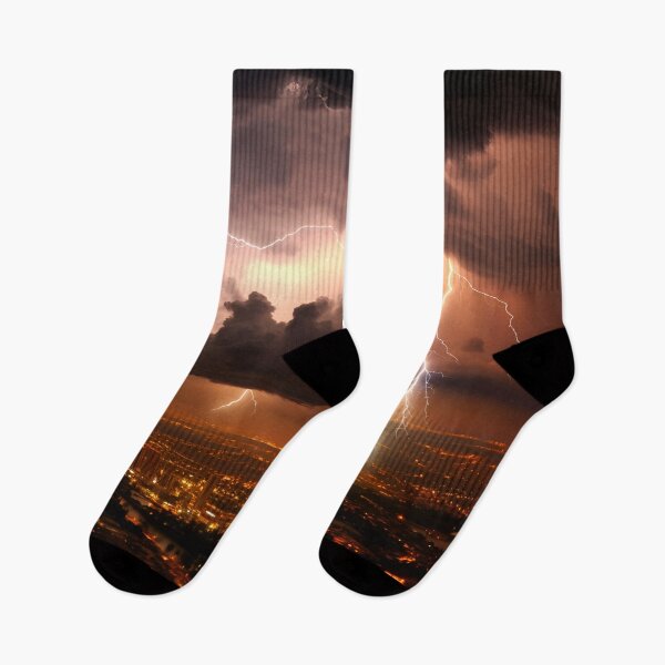 Item preview, Lightning and Thunderstorm over the city skyline designed and sold by Art by Lilia.