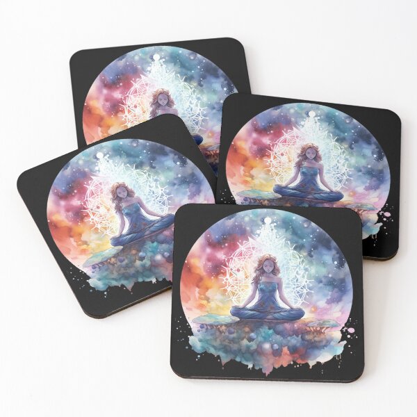 Item preview, Cosmos Yoga Pose Watercolor Asana Svastikasana Universe Spiritual Yoga Lovers designed and sold by AnnaMDesign.