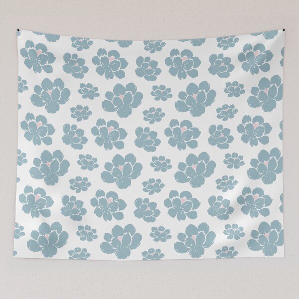 Item preview, Blue white blush floral graphic pattern designed and sold by Mary Hart.