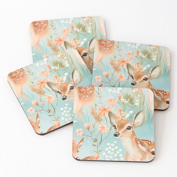 Item preview, Drawing of Bambi, Deer, Forest, Animal, Pet, Wildlife, Seamless,Pattern, Cute, Sealife, Sand designed and sold by puppynpaw.