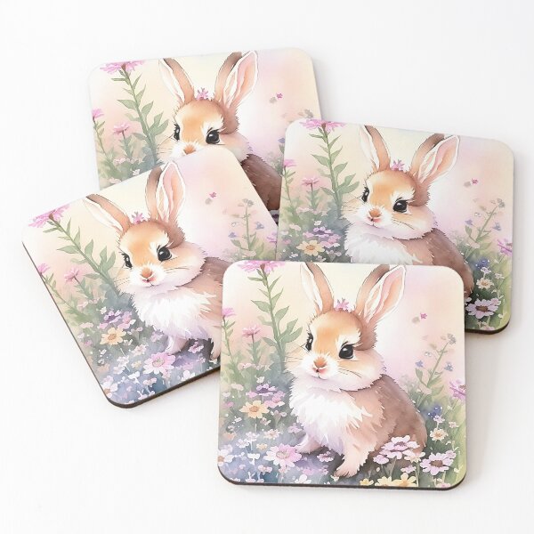Item preview, Little Bunny in the Garden Flower Watercolor Series9 designed and sold by FlowerAlice.