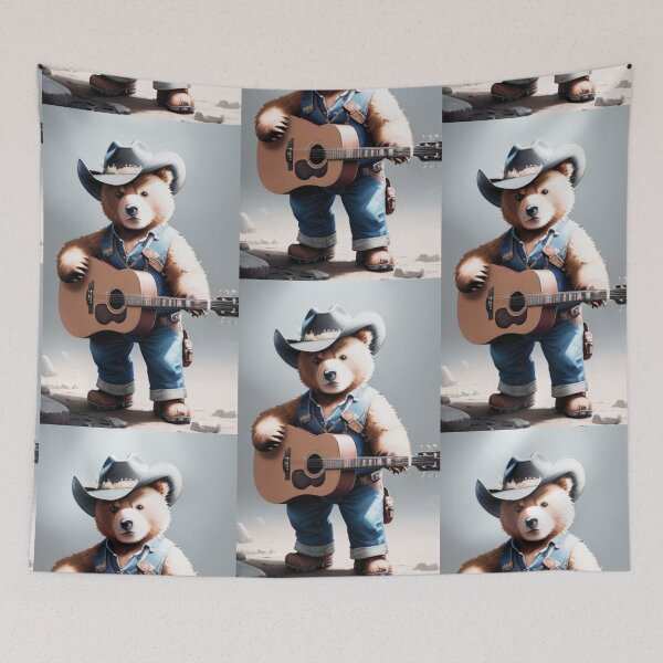 Item preview, a cool bear cowboy playing guitar designed and sold by Pelzi100.