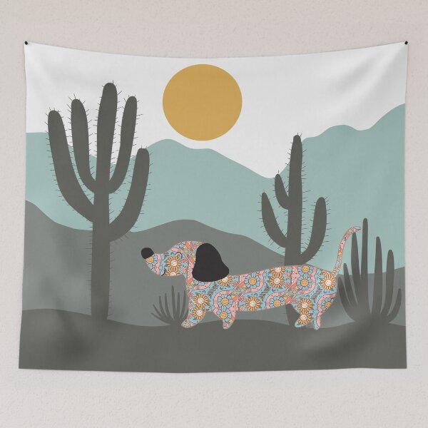 Item preview, Boho Print Dachshund Wiener Sausage Dog in The Desert Night designed and sold by Vachala.