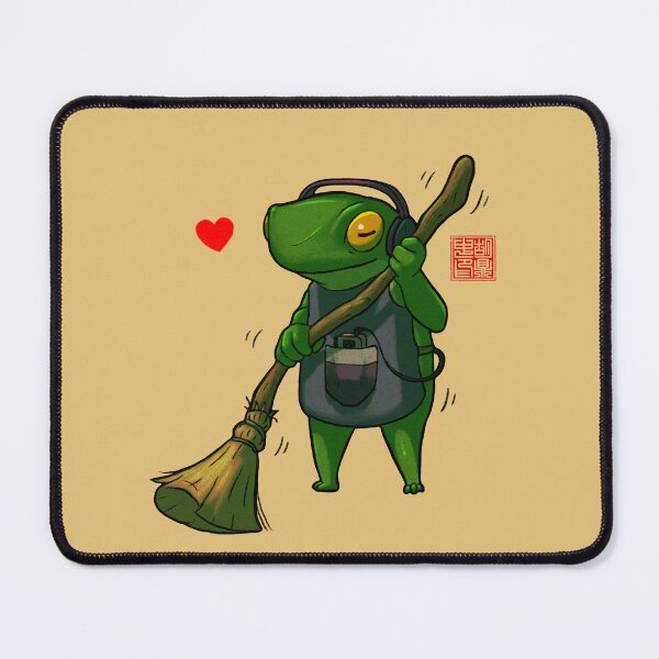 Item preview, sweeping housecleaning frog designed and sold by DingHuArt.