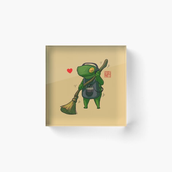 Item preview, sweeping housecleaning frog designed and sold by DingHuArt.