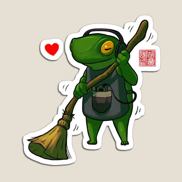 Item preview, sweeping housecleaning frog designed and sold by DingHuArt.