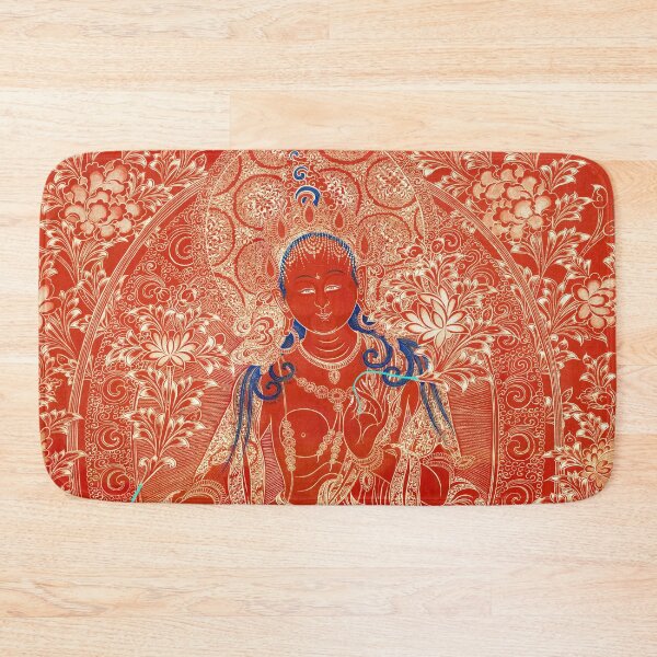 Item preview, Exquisite Green Tara Statue Red Thangka Buddhist Banner Dharma Prints designed and sold by Mulan-Prints.