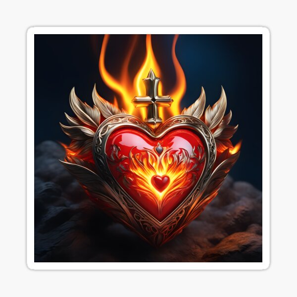 Sacred Heart in Flames Sticker