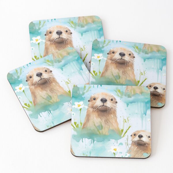 Item preview, Drawing of Otter, Forest, Animal, Pet, Wildlife, Seamless,Pattern, Cute, Sealife, Sand designed and sold by puppynpaw.