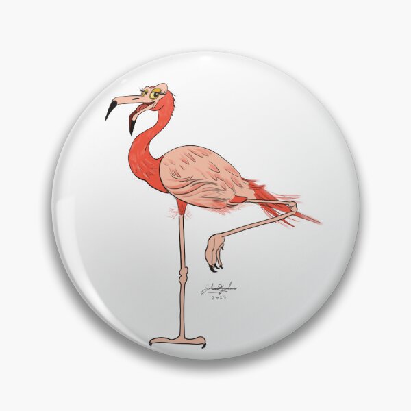 Item preview, Happy Flamingo cartoon with one leg raised designed and sold by Julezdrawing.
