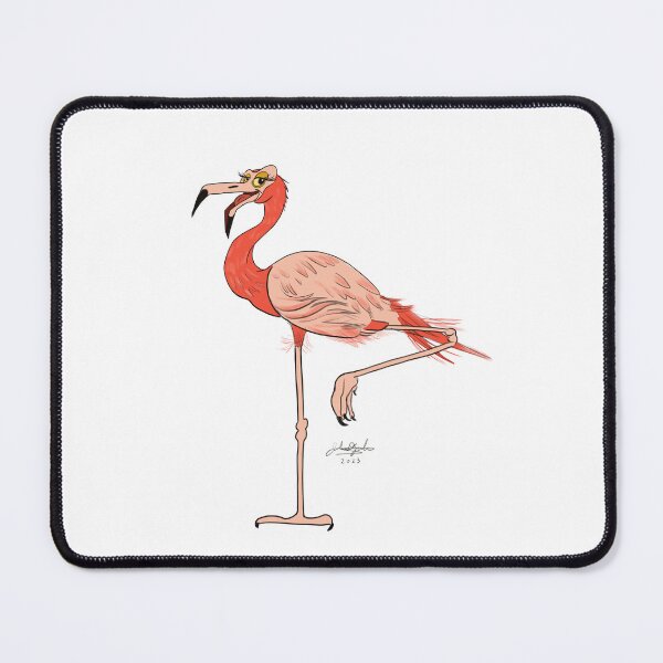 Item preview, Happy Flamingo cartoon with one leg raised designed and sold by Julezdrawing.