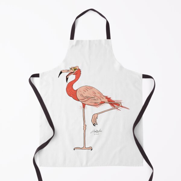 Item preview, Happy Flamingo cartoon with one leg raised designed and sold by Julezdrawing.