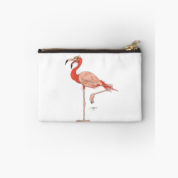 Item preview, Happy Flamingo cartoon with one leg raised designed and sold by Julezdrawing.