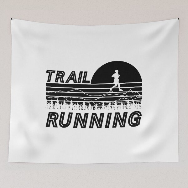 Item preview, Trail running in sunset with mountains and forest designed and sold by wejollydigitals.