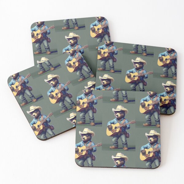 Item preview, a cool bear cowboy playing guitar designed and sold by Pelzi100.
