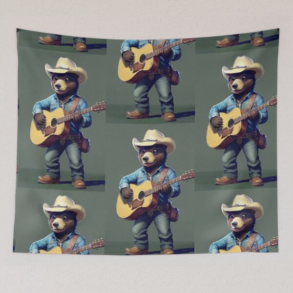 Item preview, a cool bear cowboy playing guitar designed and sold by Pelzi100.
