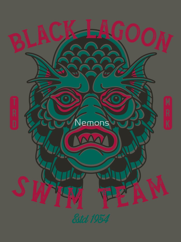 Thumbnail 7 of 7, Oversized T-Shirt, Black Lagoon Swim Team - Vintage Traditional Tattoo - Horror designed and sold by Nemons.