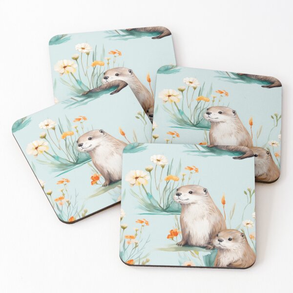 Item preview, Drawing of Otter, Forest, Animal, Pet, Wildlife, Seamless,Pattern, Cute, Sealife, Sand designed and sold by puppynpaw.