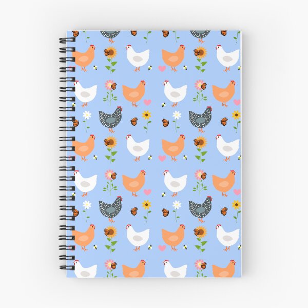 Item preview, Chickens in the Flower Garden on Blue designed and sold by DandelionDays.