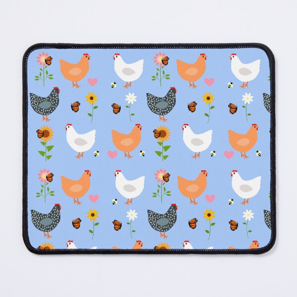Item preview, Chickens in the Flower Garden on Blue designed and sold by DandelionDays.