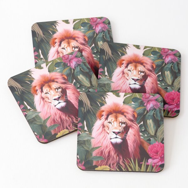 Item preview, pink hair lion in floral forest designed and sold by YCChuang.