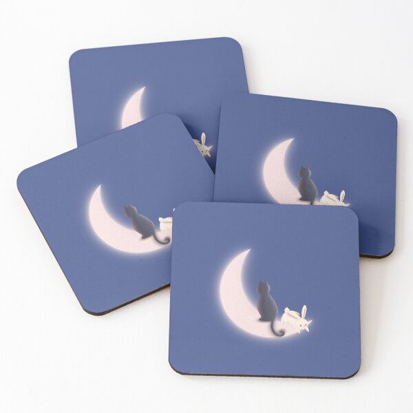 Item preview, Black Cat and Moon Bunny designed and sold by avocadissimo.