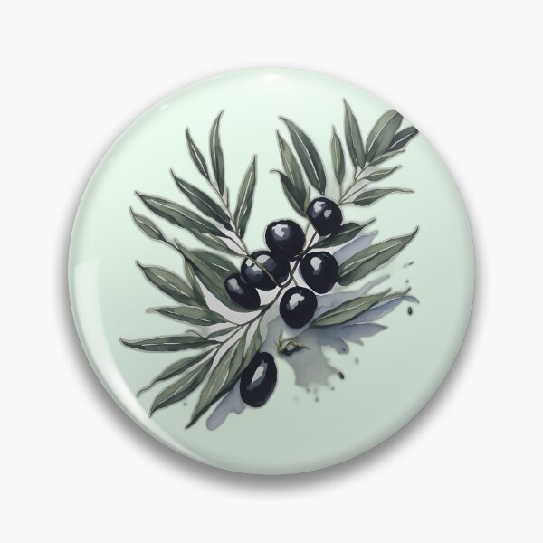 Item preview, vintage black olive branch tree cool retro ancient greece athena forest wood watercolor green berry designed and sold by Print&Perfection  ⭐⭐⭐⭐⭐.