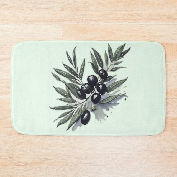 Item preview, vintage black olive branch tree cool retro ancient greece athena forest wood watercolor green berry designed and sold by Print&Perfection  ⭐⭐⭐⭐⭐.