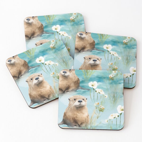 Item preview, Drawing of Otter, Forest, Animal, Pet, Wildlife, Seamless,Pattern, Cute, Sealife, Sand designed and sold by puppynpaw.