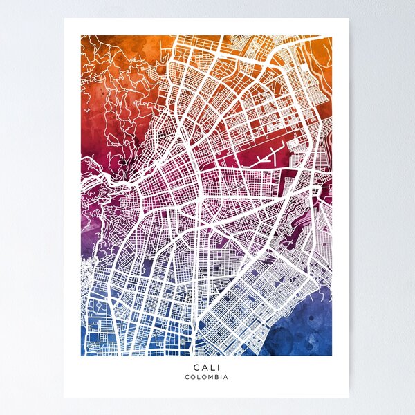 Artikelvorschau, Stadtplan von Cali, Kolumbien entworfen und verkauft von ArtPrints.