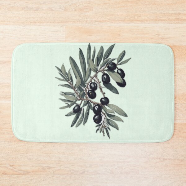 Item preview, vintage black olive branch tree cool retro ancient greece athena forest wood watercolor green berry designed and sold by Print&Perfection  ⭐⭐⭐⭐⭐.