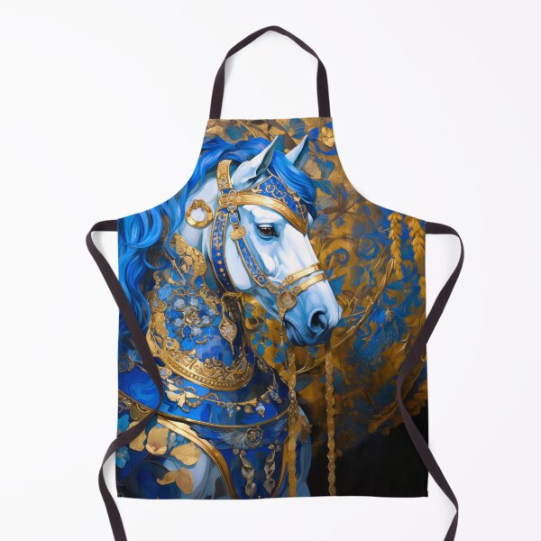 Item preview, elegant decorative oriental horse in blue and gold background designed and sold by YCChuang.