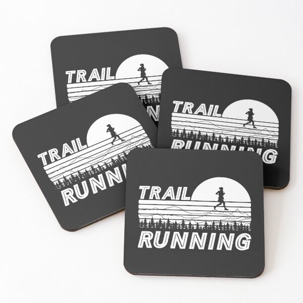 Item preview, Trail running in sunset with mountains and forest designed and sold by wejollydigitals.