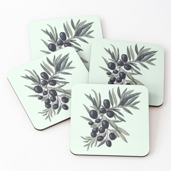 Item preview, vintage black olive branch tree cool retro ancient greece athena forest wood watercolor green berry designed and sold by Print&Perfection  ⭐⭐⭐⭐⭐.